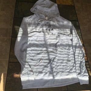 baby blue fleece lace up hoodie